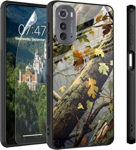 Vista 66 de Funda para Motorola Moto Edge 2022, cubierta trasera de vidrio templado con protector de pantalla, funda protectora a prueba de golpes para Motorola