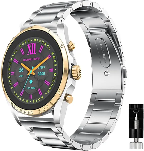 Vista 7 de Lamshaw - Correa compatible con Michael Kors Gen 6, correas de repuesto de metal de acero inoxidable de liberación rápida compatibles con Michael