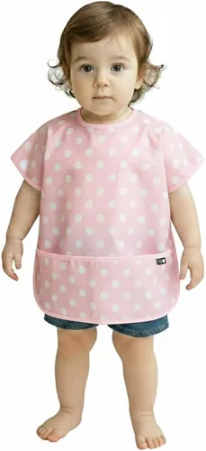 Vista 26 de Plie Short Sleeve Waterproof Bib for Toddlers – Easy Clean Feeding Apron for Mealtime, Daycare, Self-Feeding, Lightweight