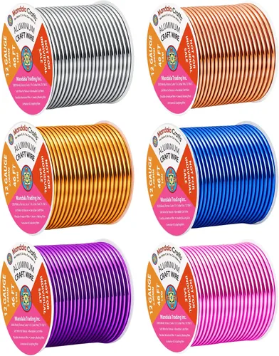 Vista 54 de Mandala Crafts - Alambre de aluminio anodizado de calibre 22 para hacer joyas - 137.2 m de alambre flexible surtido y coloreado - Doble para bonsái