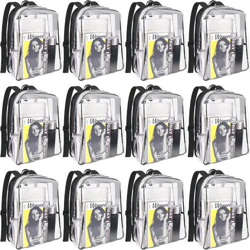 Vista 9 de JOMPARO - Mochila transparente para escuela, 16 pulgadas, color negro Negro-1p