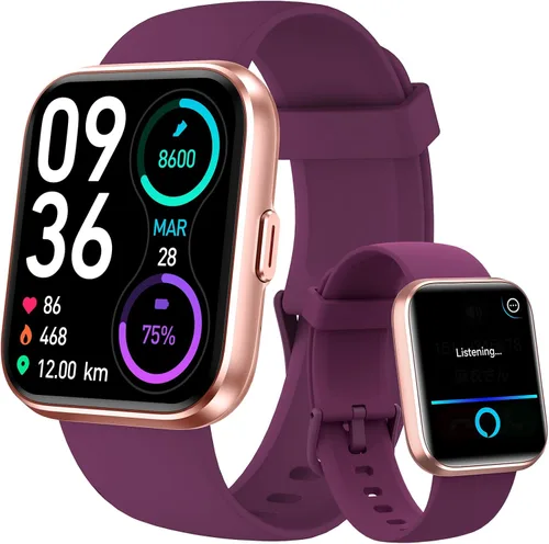 Vista 9 de Reloj inteligente aeac para hombres y mujeres, con Alexa incorporada y llamada Bluetooth estable, con monitor de frecuencia cardíaca/SpO2/sueño, 100