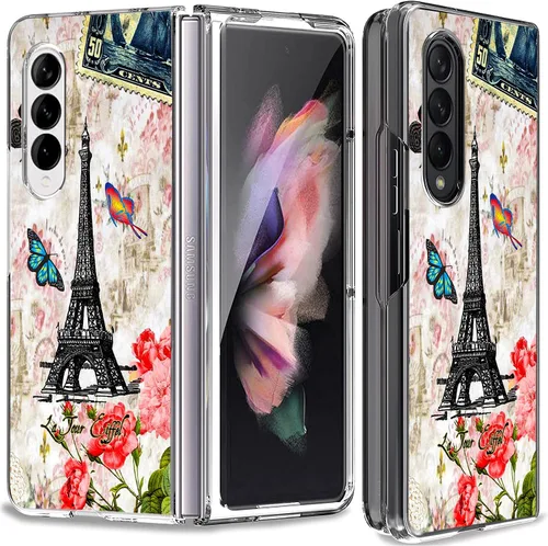 Vista 12 de Bcov Funda para Galaxy Z Fold 3 5G, atrapasueños, espacio de flores, antiarañazos, sólida, funda protectora a prueba de golpes para Samsung Galaxy Z