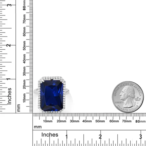 Vista 5 de Gem Stone King Anillo de compromiso de plata de ley 925 con piedra natal Corte esmeralda 0.709 x 0.512 in Anillo de compromiso de aniversario