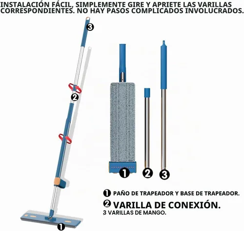 Vista 8 de Juego de trapeador plano y cubo plegable de 16.5