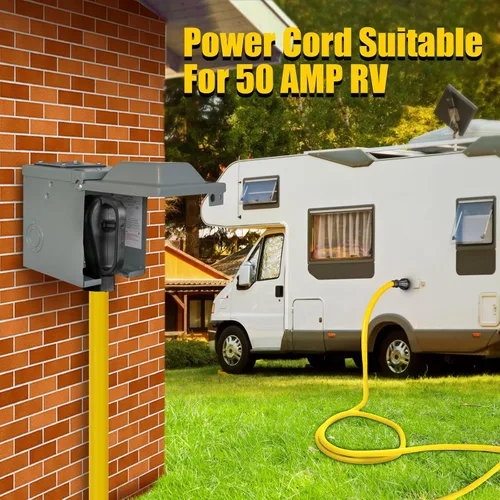 Vista 6 de Cable generador de 50 amperios con caja de entrada de alimentación preperforada, cable de extensión de generador de alta resistencia real STW