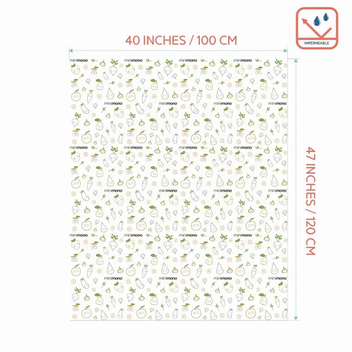 Vista 7 de Minimono Tapete de salpicaduras para bebé debajo de la silla alta – 30 alfombrillas desechables e impermeables – 40 x 47 pulgadas tapete de frutas