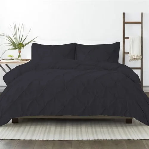 Vista 5 de Lujosa funda de edredón plisada de 1 pieza, tamaño matrimonial/queen (90 x 90 pulgadas), 100% algodón egipcio de 800 hilos, con cierre de cremallera