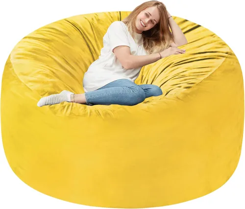 Vista 73 de Homguava - Sillón puff de 3 pies Sillón estilo puff grande de 3 pulgadas con relleno de espuma viscoelástica, sofá suave con funda de terciopelo