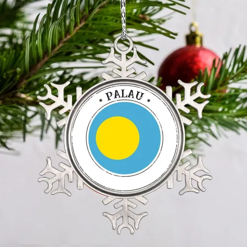 Vista 10 de Bandera de Mongolia, adornos de Navidad 2023, adorno de copo de nieve, adornos de recuerdo de ciudad de campo para árboles de Navidad, colgante