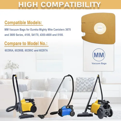 Vista 2 de Bolsas de vacío MM para envases Mighty Mite Eureka 3670, 3670M, 3670H, 3670G, 60295C, 60297A Mighty Mite, pieza # 60295, paquete de 8