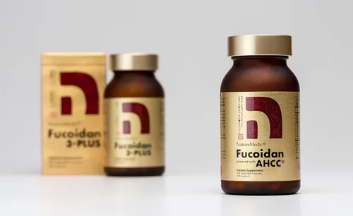 Vista 3 de Fucoidan Powered with AHCC Suplemento inmunitario de algas marrones con alta pureza Mekabu Mozuku Agaricus 1 botella - 160 cápsulas vegetales