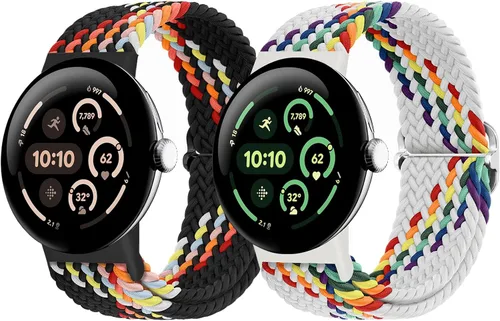 Vista 38 de Correas trenzadas Solo Loop compatibles con Google Pixel Watch 4, 3, 2, 1 de 1.61 pulgadas/1.77 pulgadas, correas elásticas ajustables de nailon