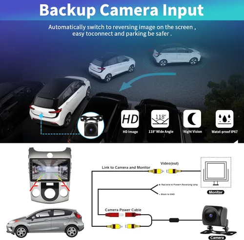 Vista 5 de Podofo [2G+32G] Android 13 inalámbrico Apple Carplay estéreo para automóvil para KIA Forte 2009-2017, radio de coche doble DIN con Android Auto