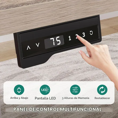 Vista 8 de YITAHOME - Escritorio de pie en forma de L con tomas de corriente y luces LED, 63" Escritorio eléctrico de granja ajustable en altura, estación