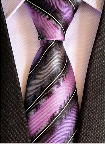 Vista 165 de Secdtie Corbata clásica de seda tejida jacquard a rayas para hombre