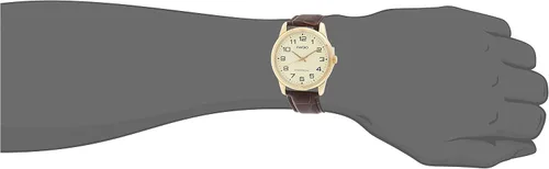 Vista 6 de Casio Reloj de cuarzo de acero inoxidable para hombre con correa de cuero, marrón, 18 (Modelo EAW-MTP-V001GL-9B), Marrón, Reloj de cuarzo