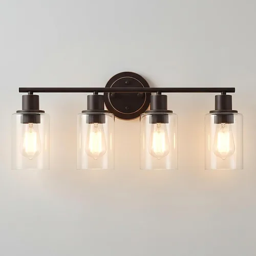 Vista 13 de 2 Light Bathroom Vanity Light Over Mirror - Black and Gold Farmhouse Wall Light for Bathroom Vanity Powder Room, Rustic Gooseneck Barn Style 2 Bulb