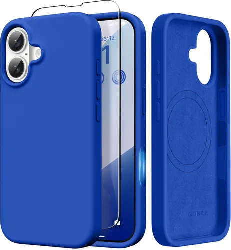Vista 212 de GONEZ Funda magnética para iPhone 14, compatible con Magsafe, con protector de pantalla + protector de cámara, forro de microfibra antiarañazos