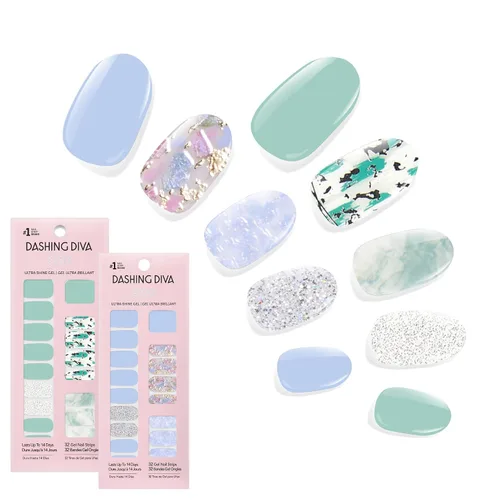 Vista 22 de Dashing Diva Paquete de tiras de uñas brillantes, la colección más vendida, Lavender Dreams & After Glow - Sin rayos UV, resistentes al