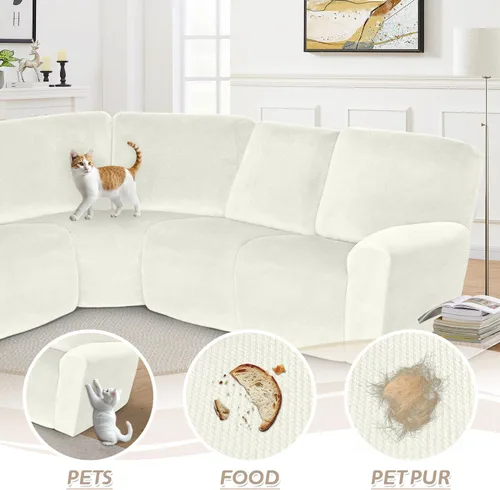 Vista 100 de Arfntevss Fundas de sofá seccional reclinable de terciopelo, Funda de sofá seccional de esquina para sofá reclinable, Funda elástica suave