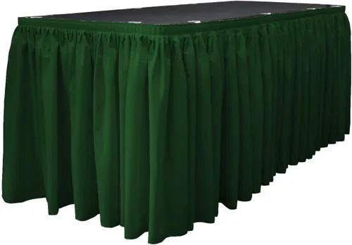 Vista 32 de LA Linen Falda de mesa de popelina de poliéster para mesas rectangulares, tela plisada para banquetes de boda, 14 pies por 29 pulgadas de largo