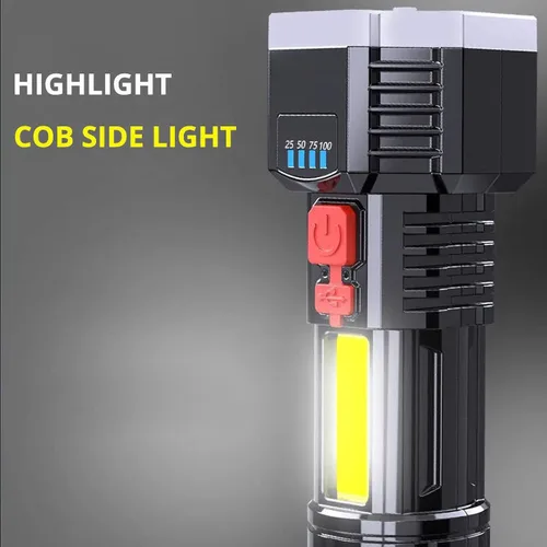 Vista 4 de Flashlights High Lumens, Rechargeable LED Flashlight, Super Bright Flashlights 100000 Lumens with 9 LED Light, 4 Modes Handheld Flashlights for