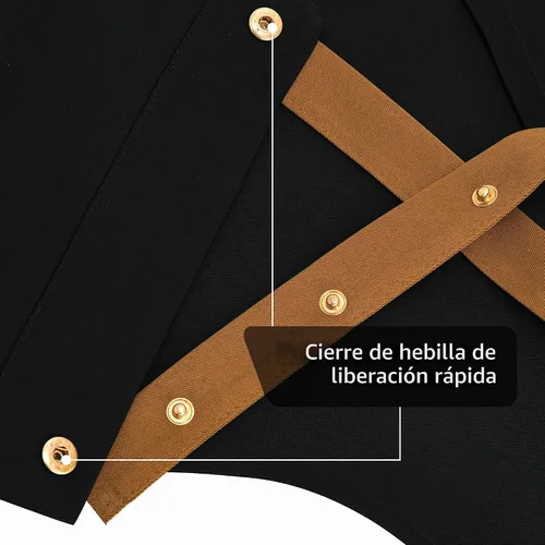 Vista 2 de 3Pack Chef Apron, Waterproof Apron, Adjustable Apron with 2 Pockets for Men Women, Apron for Cooking Baking Restaurant Negro