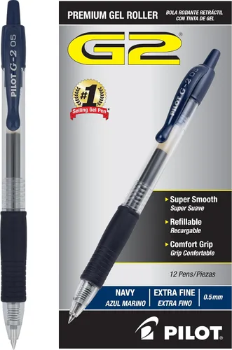 Vista 14 de PILOT G2 31002 - Bolígrafos de tinta de gel negra de punta extrafina, caja de docena De tinta negra