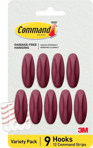 Vista 9 de Command Ganchos medianos de diseño, negro, 9 ganchos, 12 tiras
