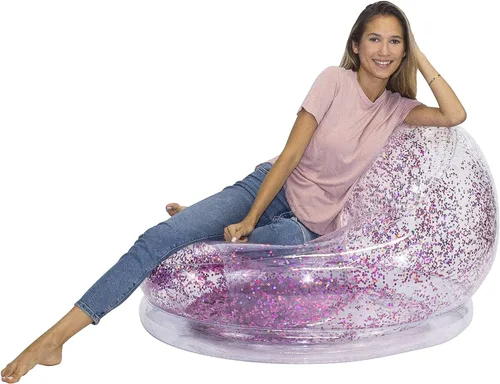 Vista 7 de Air Candy Silla inflable con purpurina, rellena con purpurina holográfica que cambia de color de 0.236 pulgadas, fabricada con PVC fuerte que