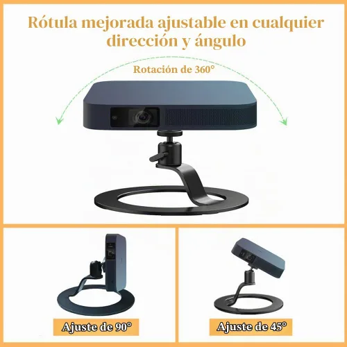 Vista 2 de Soporte de aluminio para proyector, base de montaje para proyector de escritorio, ángulo de cabeza esférica, soporte de mesa ajustable de 360 grados