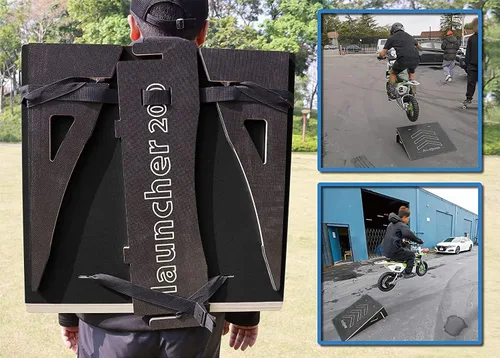 Vista 5 de Rampa de salto para niños para patineta, bicicleta, scooter, BMX, auto RC y motocross, 25.2 pulgadas, color negro