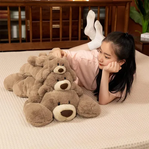 Vista 4 de ARELUX Animal de peluche suave de oso marrón: almohada de oso de peluche de 19.6 pulgadas para niños pequeños, lindos peluches de cuerpo abrazo