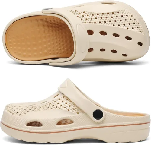Vista 4 de VZQ Zuecos con soporte de arco para mujeres y hombres, zapatos de jardín para exteriores, sandalias de playa con fascitis plantar, plantillas