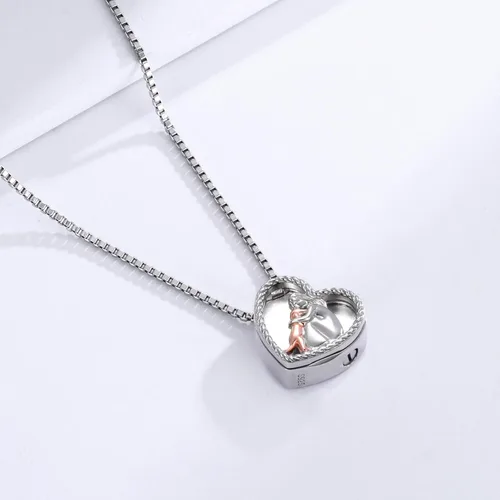 Vista 3 de Collar de urna de perro de plata de ley para cenizas de mascotas, S925 para cremación de piel de mascota, recuerdo conmemorativo, regalo de joyería