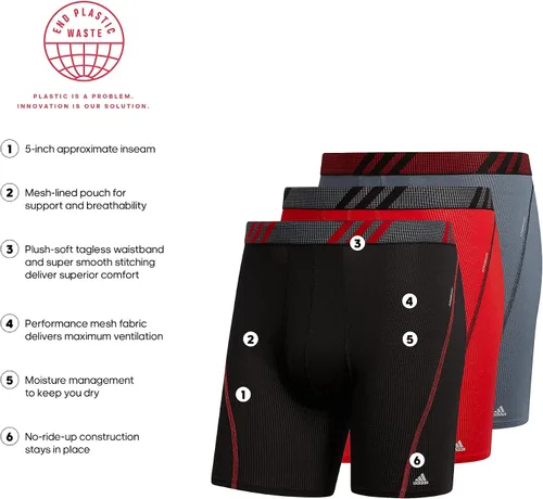 Vista 2 de adidas Men's Sport Performance Mesh 3-Pack Boxer Brief