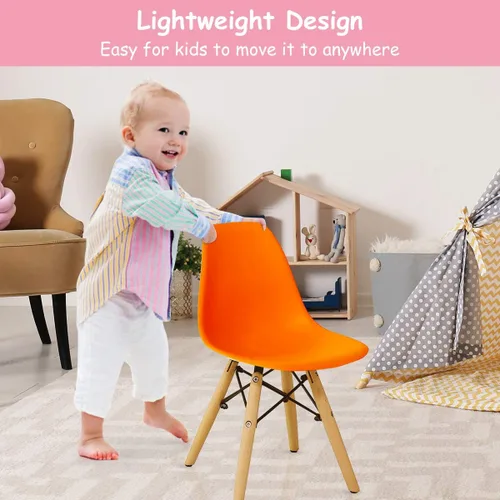 Vista 3 de Costzon Juego de mesa y silla para niños, 5 piezas de escritorio para niños de estilo moderno de mediados de siglo con patas de madera, marco