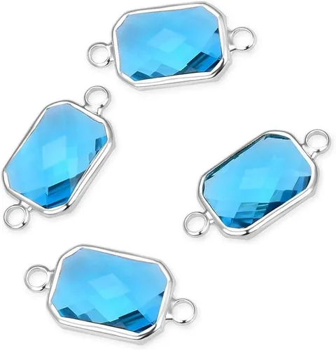 Vista 23 de Adabele 5pcs grado A abril diamante claro piedra natal conector rectángulo de corte radiante enlace 0.551 in plateado plata cristal Rhinestone Bead