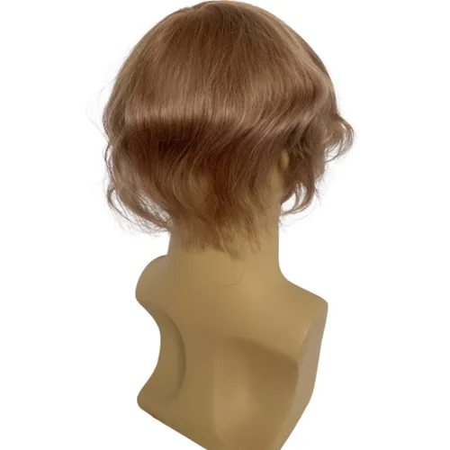 Vista 5 de Voloria Postizo humano virgen europeo para hombre tupé ultra transparente piel fina PU piezas de pelo de repuesto 10"x8" tamaño base #21 color rubio