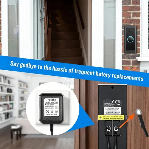 Vista 2 de AC18V - Adaptador de corriente para timbre de puerta con cable, compatible con Ring Zmodo Smart Doorbell y Nest Hello Doorbell