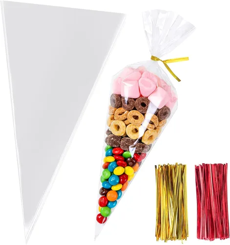 Vista 17 de Morepack Bolsas para barra de pretzel, 2 x 10 pulgadas, 200 bolsas individuales de pretzel con lazos