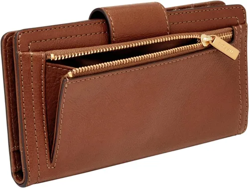 Vista 4 de Fossil Women's Logan Leather Wallet RFID Blocking Tab Clutch, Black (Model SL7830001)