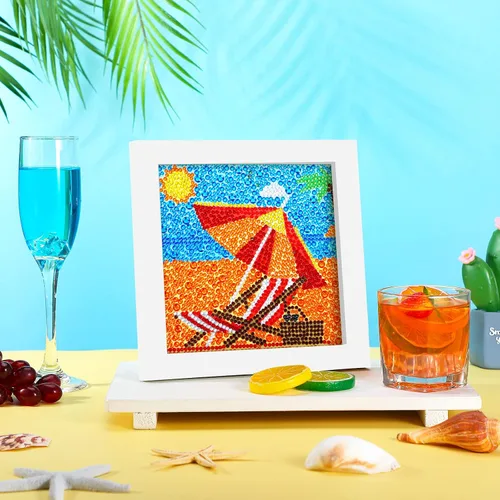 Vista 6 de Charniol Juego de 9 piezas de pintura de diamantes de verano, flamenco, piña, sandía, taladro redondo completo, hecho a mano, taladro cuadrado