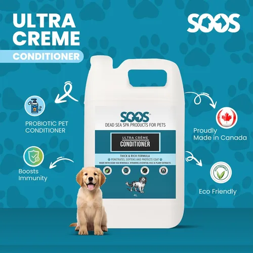 Vista 5 de Soos Acondicionador para mascotas Ultra Crème Natural Minerales del Mar Muerto, pulido de absorción profunda con vitaminas, aceites esenciales