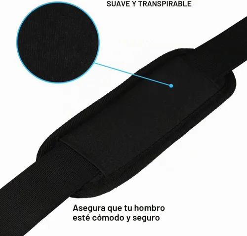 Vista 2 de Correa de hombro universal de repuesto para laptop, cinturón cómodo ajustable duradero de 55 pulgadas con ganchos de metal para maletín, bolsa