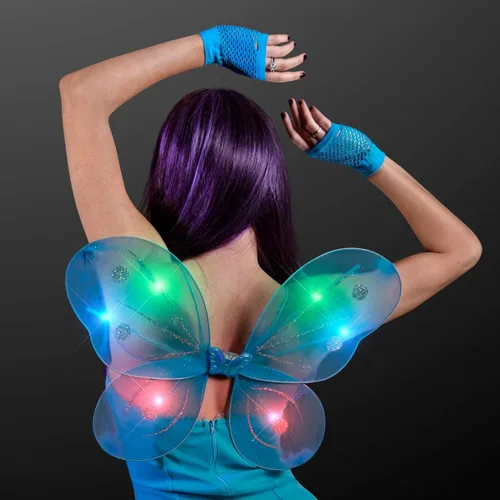Vista 3 de Aqua Light Up - Alas de hadas con luces LED multicolor parpadeantes para niñas y mujeres adultos