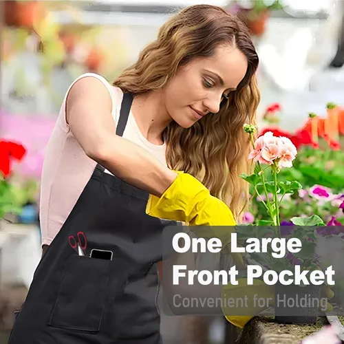Vista 6 de Paquete de 5 delantales de chef blanco y negro, delantal de cocina con bolsillo para hombres y mujeres, delantal de trabajo de cocina para camarera
