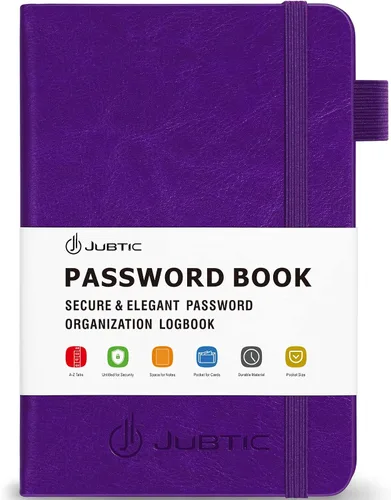 Vista 11 de JUBTIC Libro de contraseñas con pestañas alfabéticas, pequeña libreta de contraseñas con bolsillo interior, registro de inicio de sesión