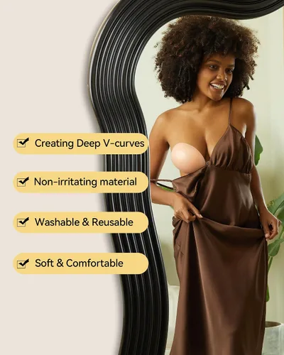 Vista 3 de Niidor Sticky Bra Women's Strapless Backless Invisible Push up Silicone Bra with Nipple Covers